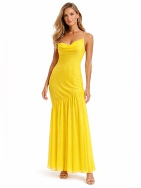 Lovers + Friends One Shoulder Maxi Dress Asymmetric Skirt Draped Neckline Small